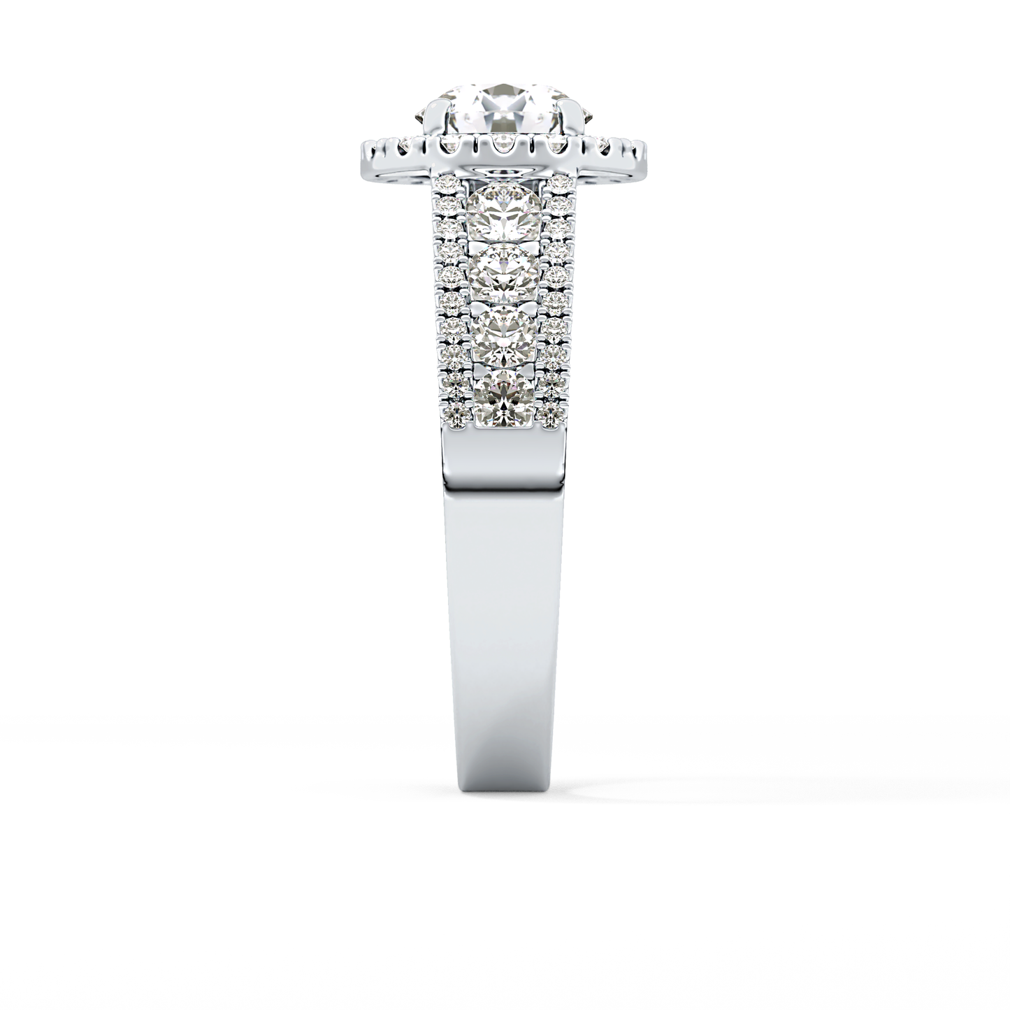 Round Halo & Triple Pave Lab Grown Diamond Engagement Ring