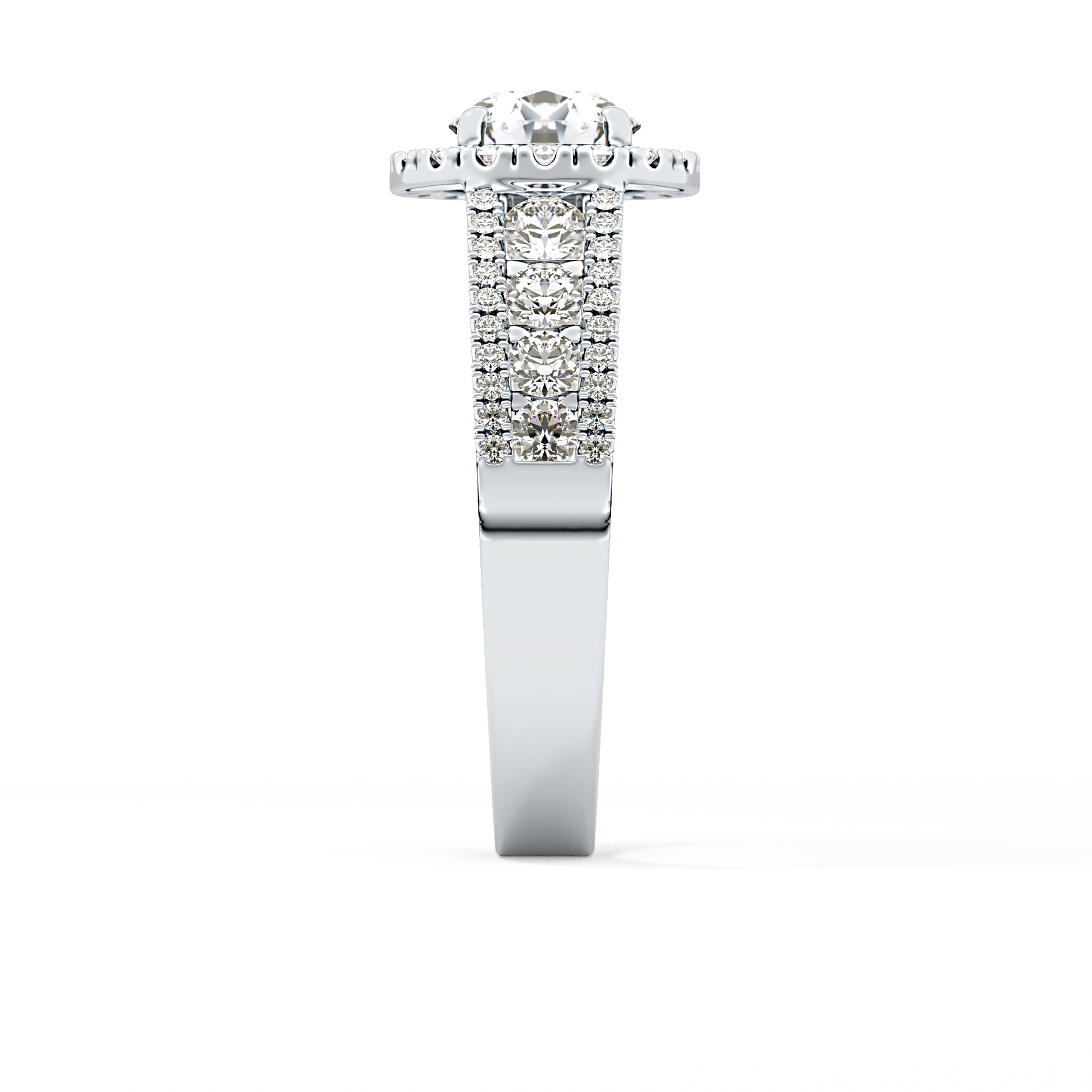 Round Halo & Triple Pave Lab Grown Diamond Engagement Ring