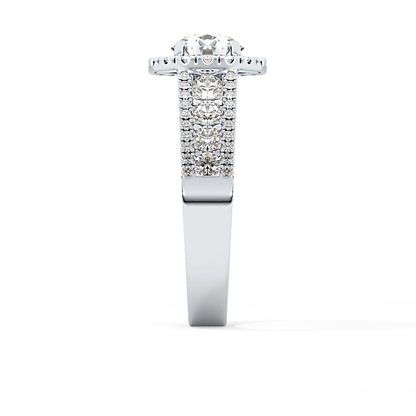 Round Halo & Triple Pave Lab Grown Diamond Engagement Ring