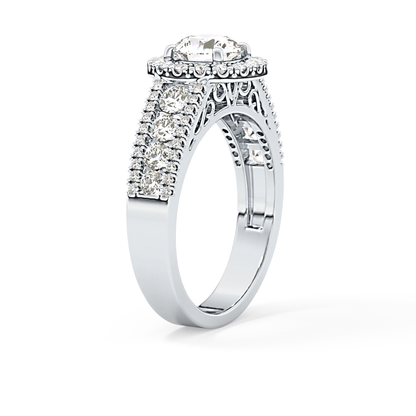 Round Halo & Triple Pave Lab Grown Diamond Engagement Ring