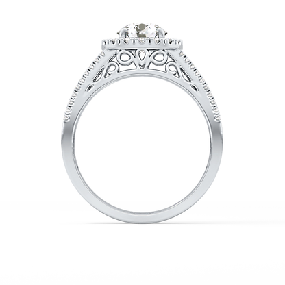 Round Halo & Triple Pave Lab Grown Diamond Engagement Ring