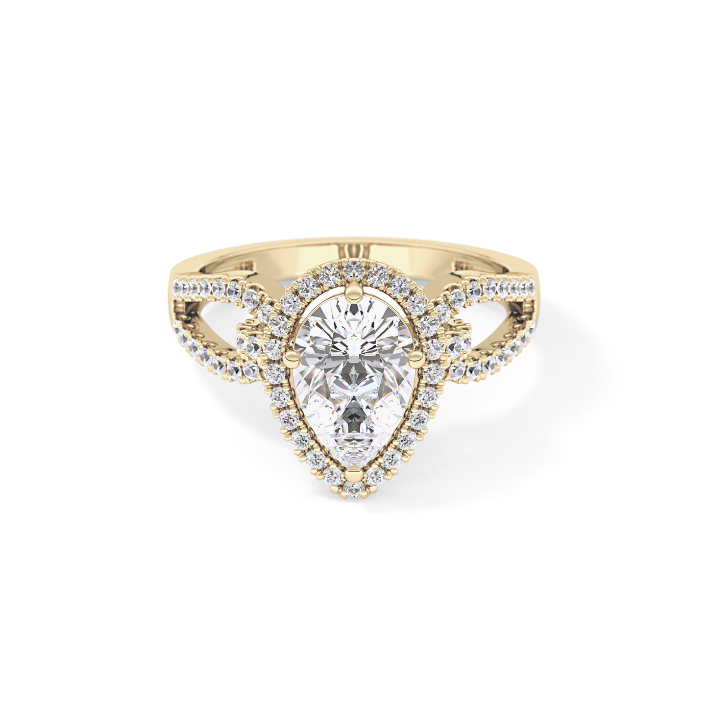 Pear Halo & Split Shank Pave Lab Grown Diamond Engagement Ring