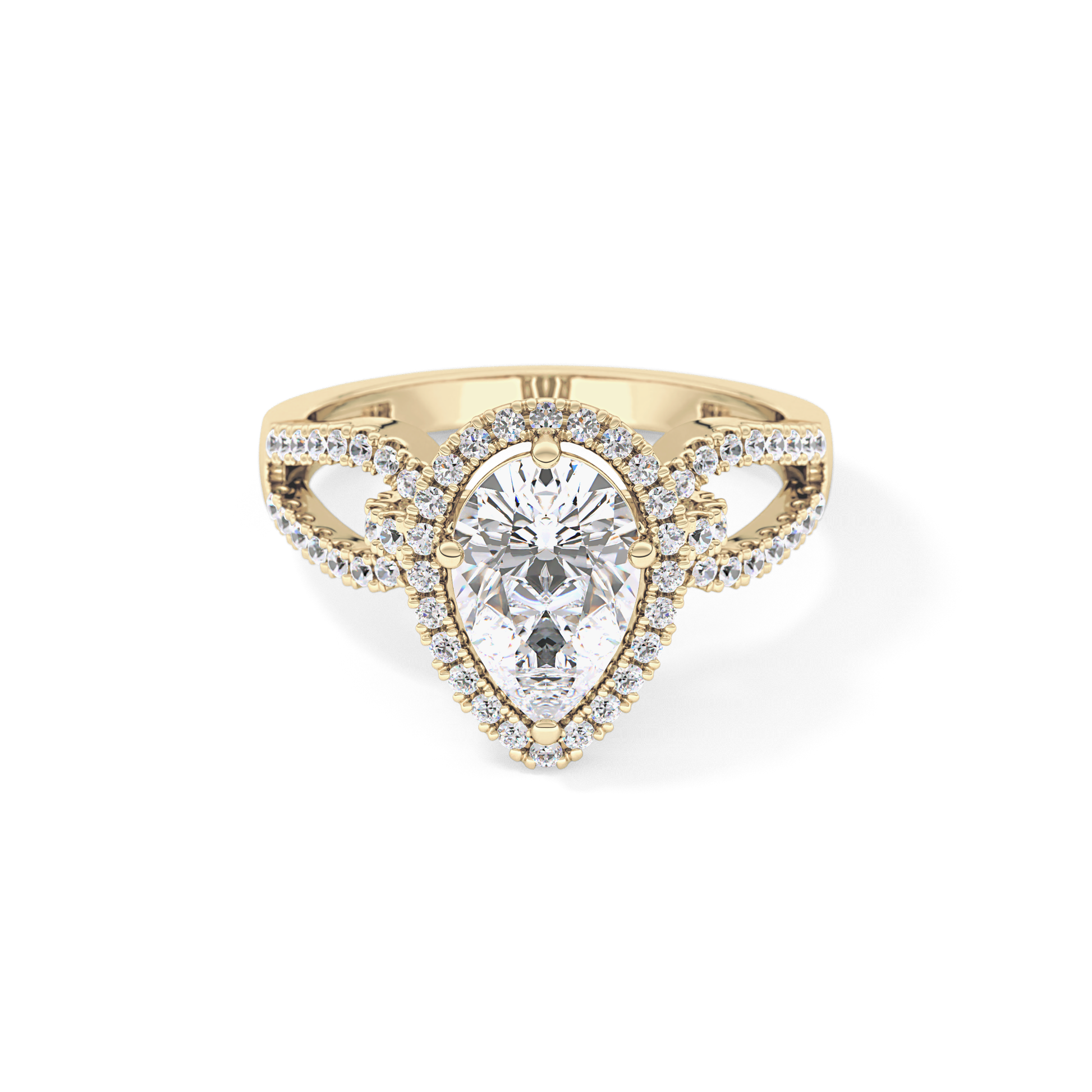 Pear Halo & Split Shank Pave Lab Grown Diamond Engagement Ring