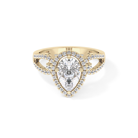Pear Halo & Split Shank Pave Lab Grown Diamond Engagement Ring