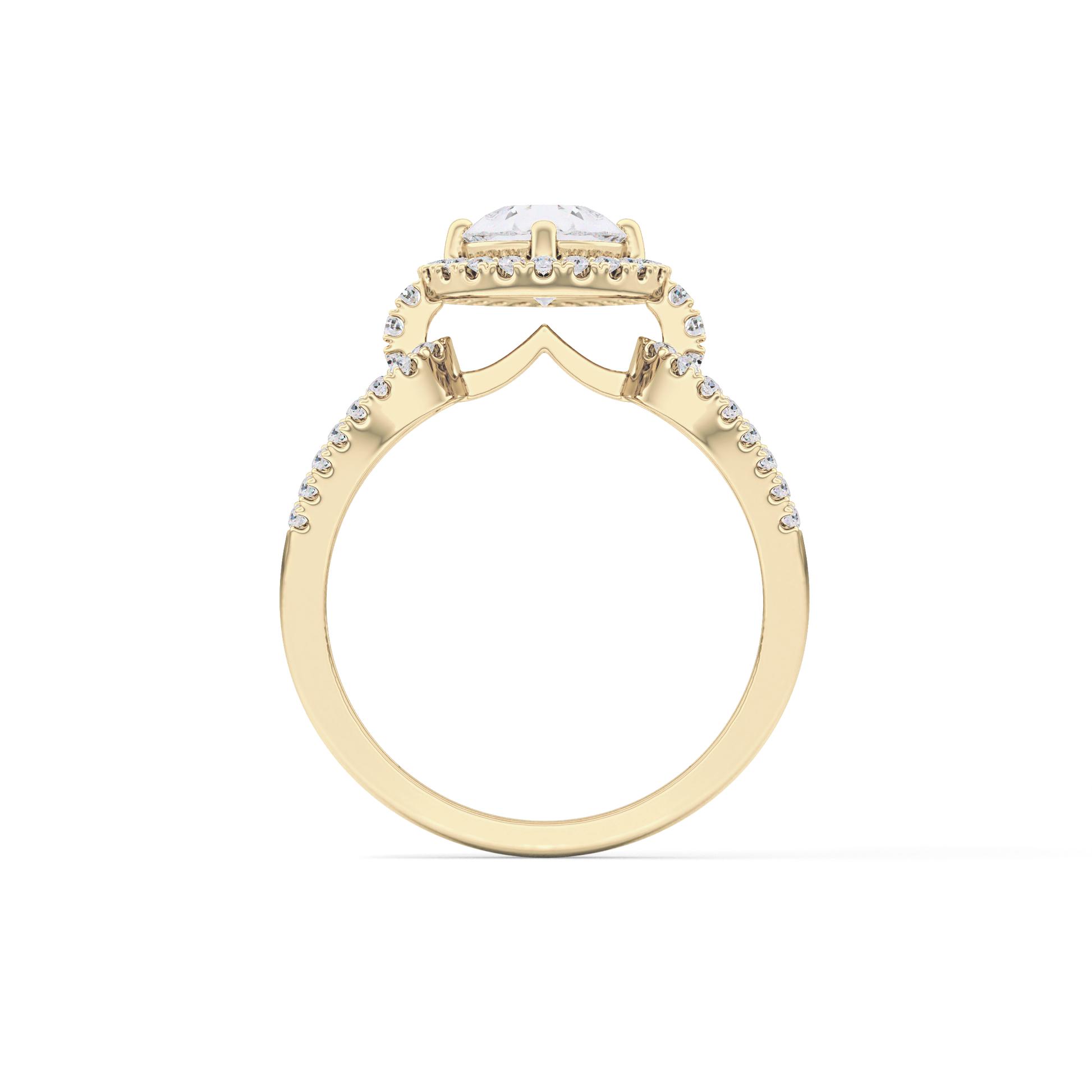 Pear Halo & Split Shank Pave Lab Grown Diamond Engagement Ring