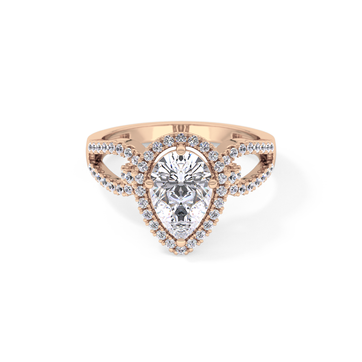 Pear Halo & Split Shank Pave Lab Grown Diamond Engagement Ring