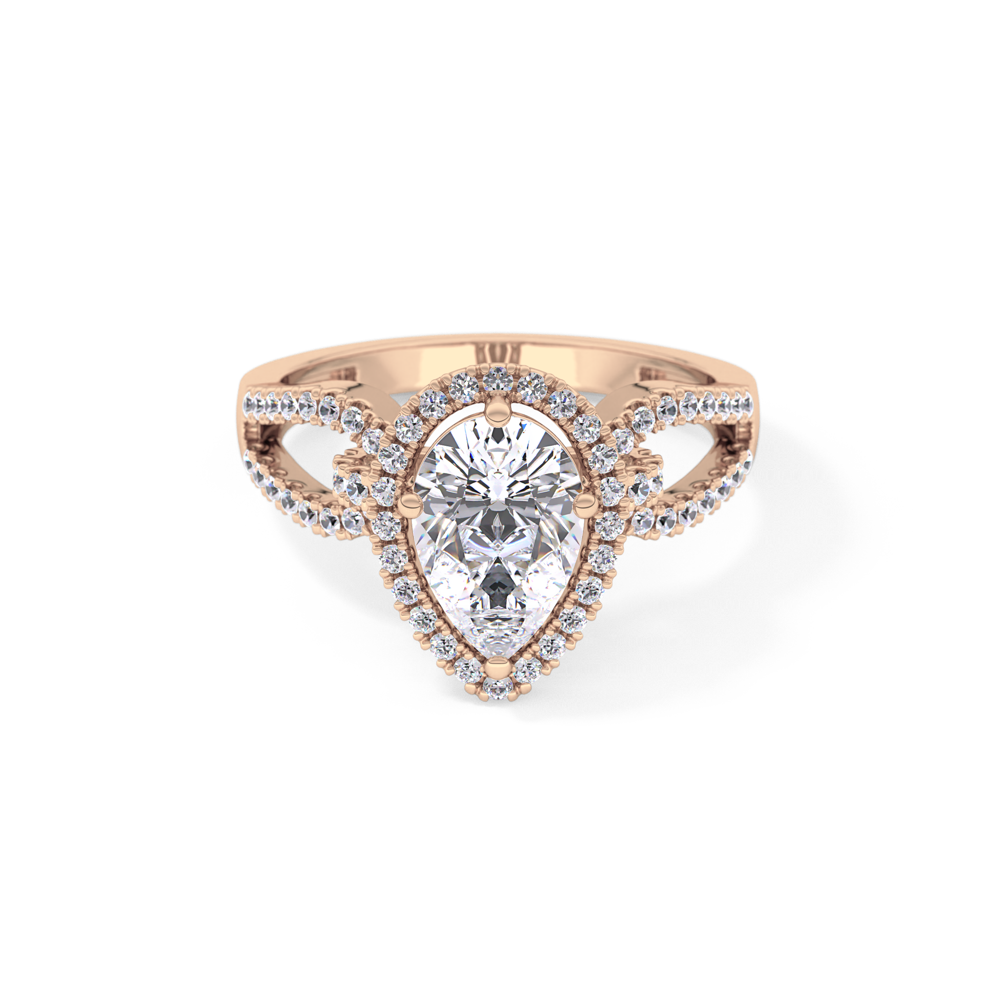 Pear Halo & Split Shank Pave Lab Grown Diamond Engagement Ring