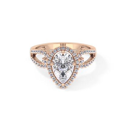 Pear Halo & Split Shank Pave Lab Grown Diamond Engagement Ring