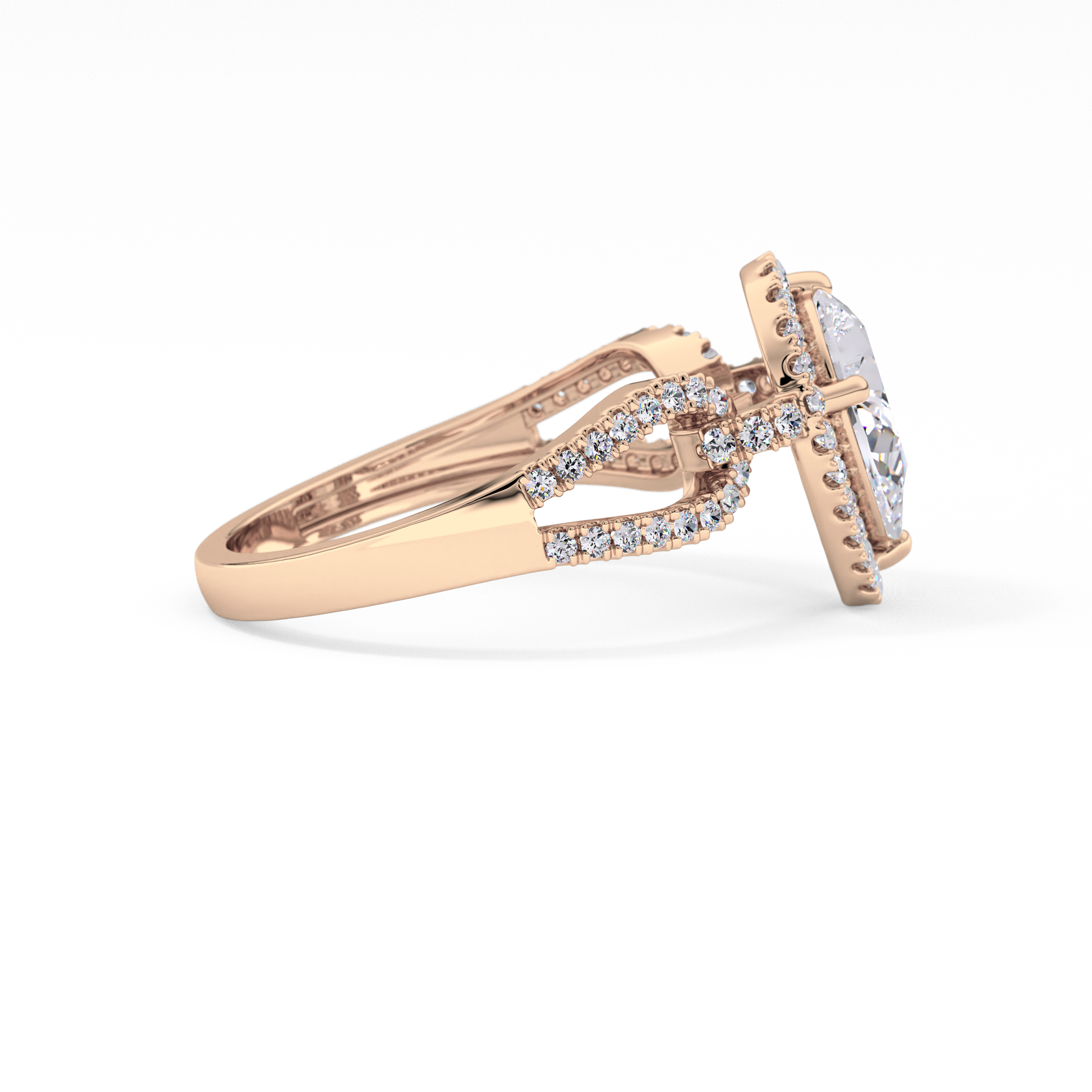 Pear Halo & Split Shank Pave Lab Grown Diamond Engagement Ring