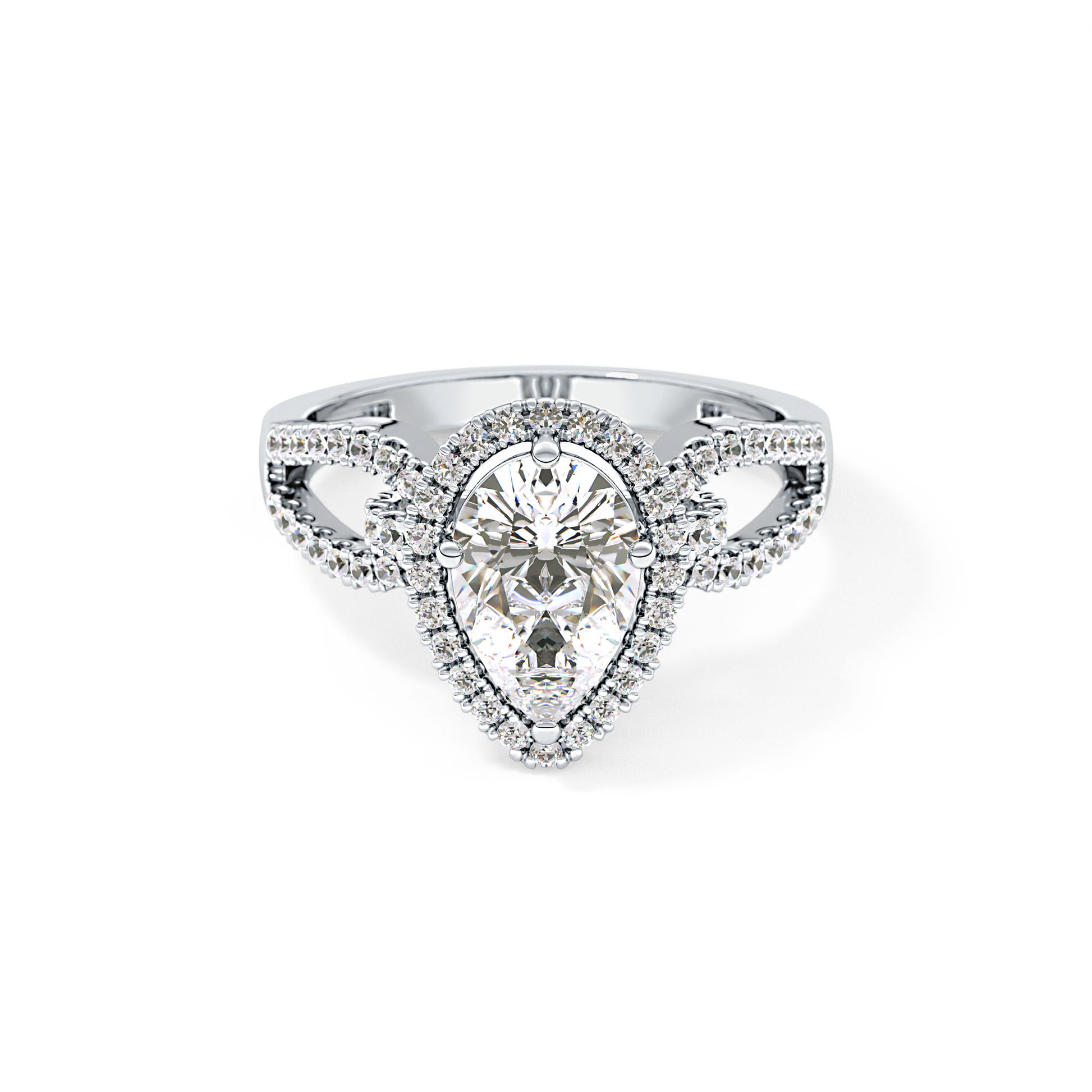 Pear Halo & Split Shank Pave Lab Grown Diamond Engagement Ring
