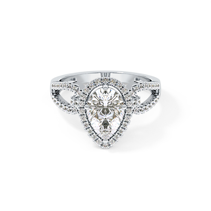 Pear Halo & Split Shank Pave Lab Grown Diamond Engagement Ring