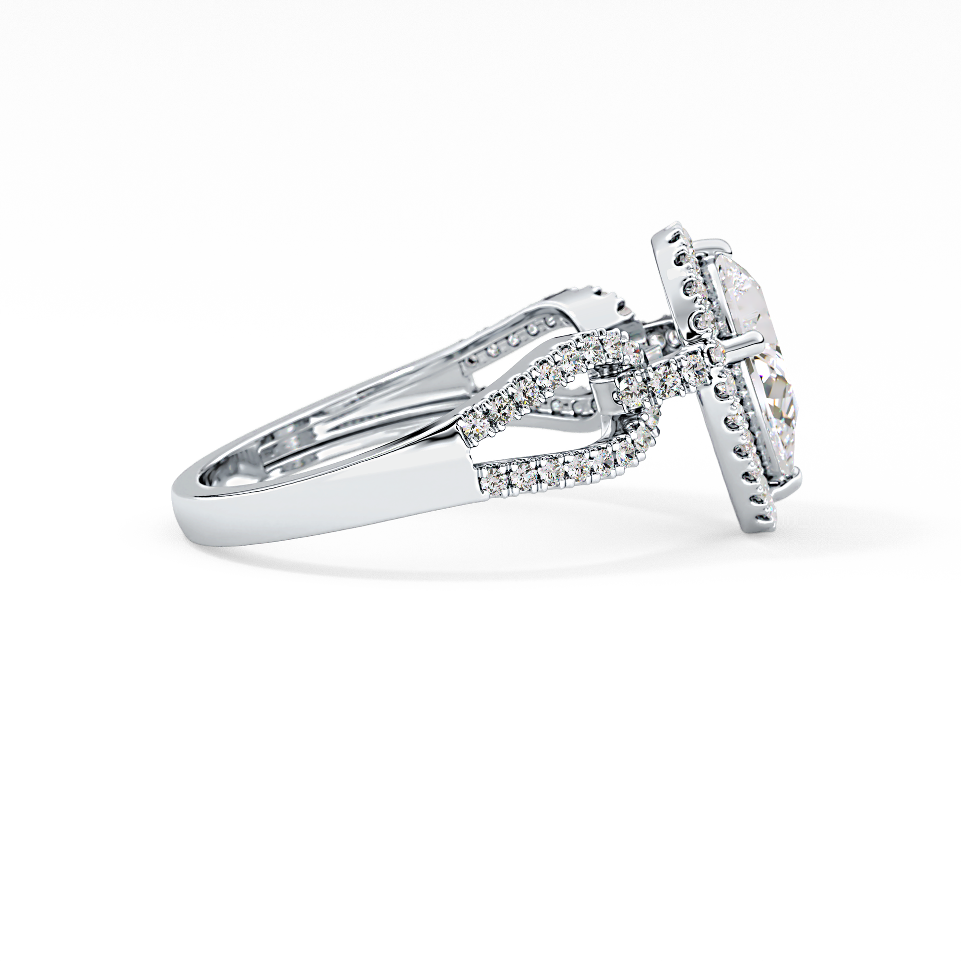 Pear Halo & Split Shank Pave Lab Grown Diamond Engagement Ring