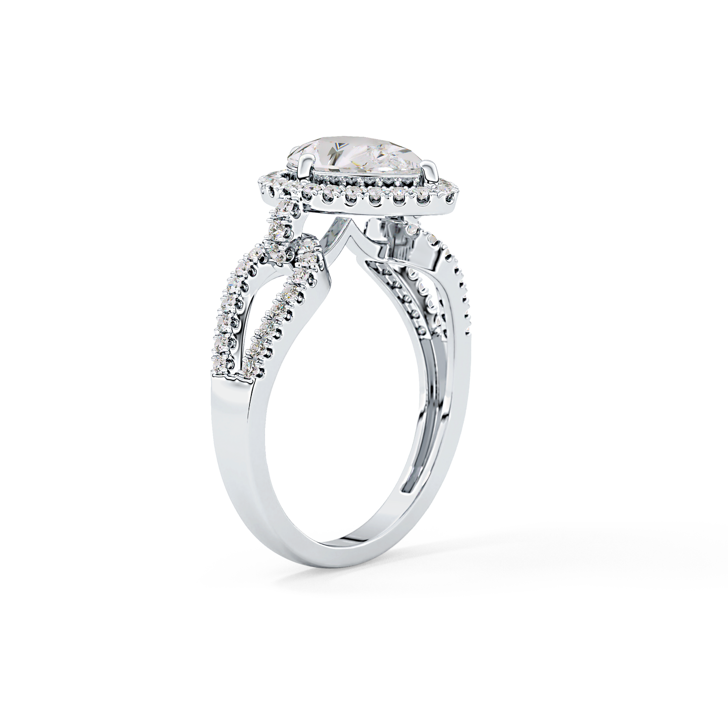 Pear Halo & Split Shank Pave Lab Grown Diamond Engagement Ring