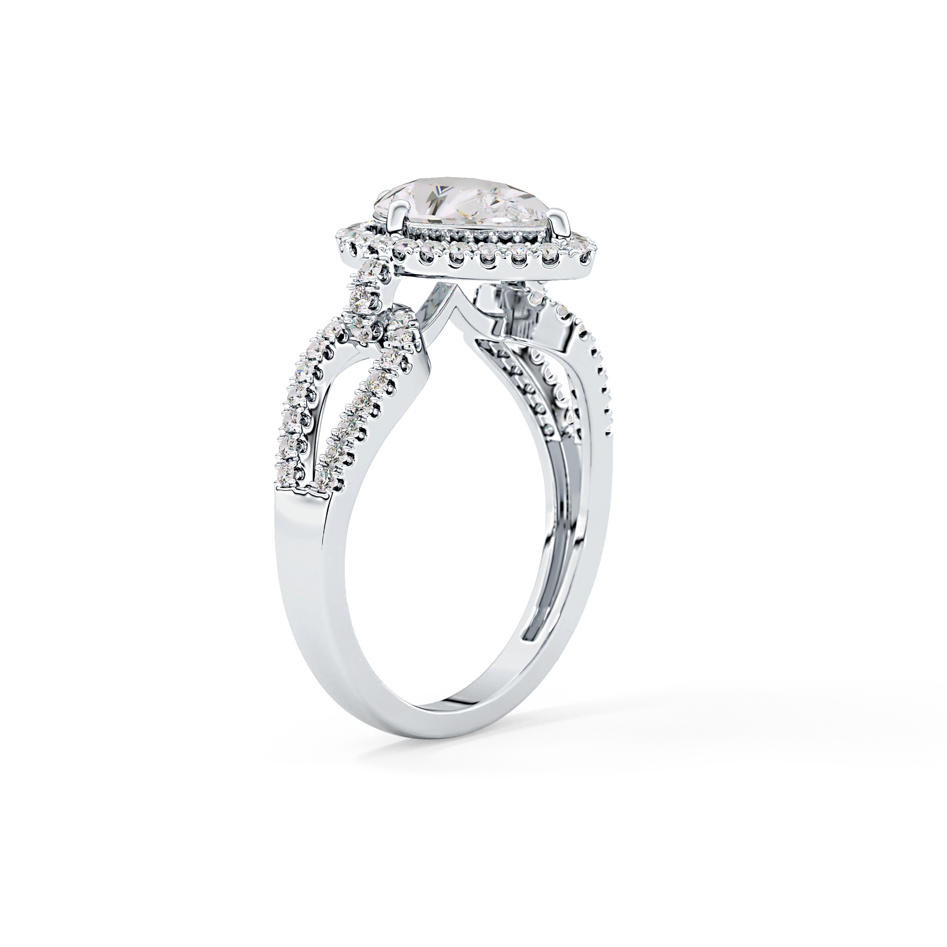 Pear Halo & Split Shank Pave Lab Grown Diamond Engagement Ring