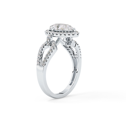Pear Halo & Split Shank Pave Lab Grown Diamond Engagement Ring