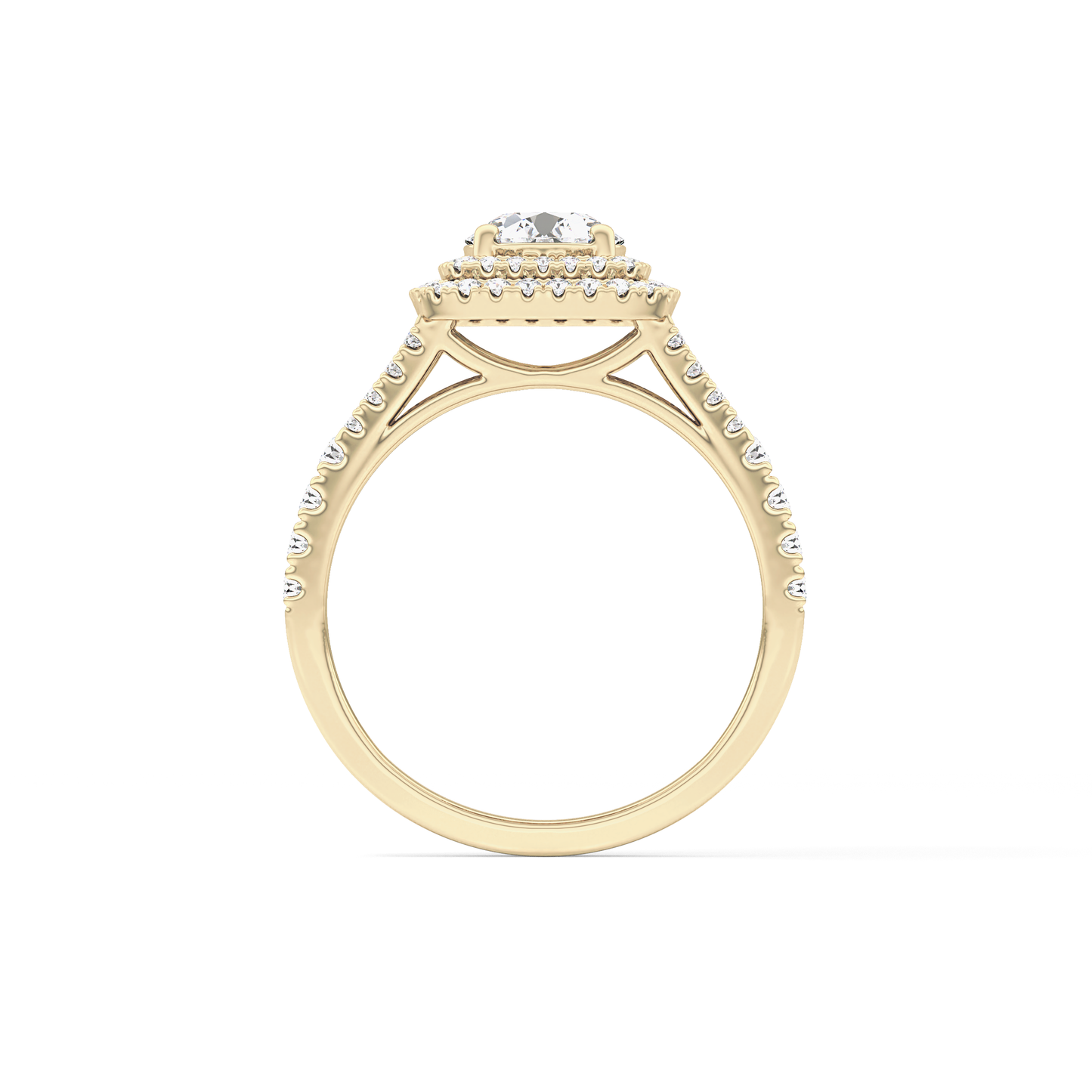 Round Double Halo & Split Shank Pave Lab Grown Diamond Engagement Ring