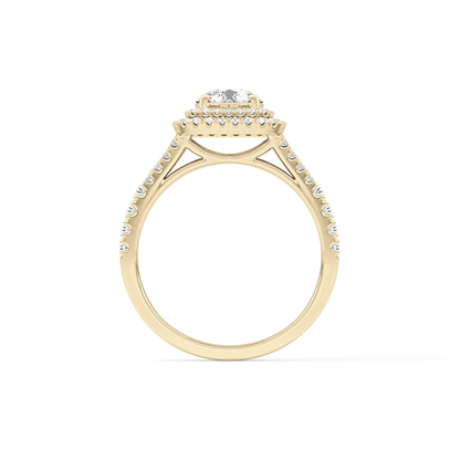 Round Double Halo & Split Shank Pave Lab Grown Diamond Engagement Ring