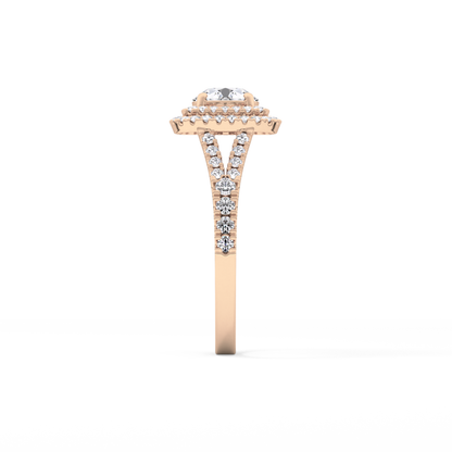 Round Double Halo & Split Shank Pave Lab Grown Diamond Engagement Ring