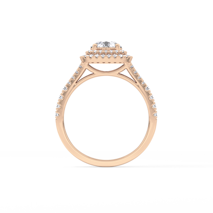 Round Double Halo & Split Shank Pave Lab Grown Diamond Engagement Ring