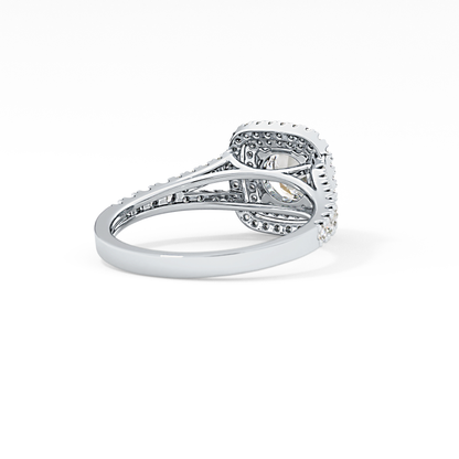 Round Double Halo & Split Shank Pave Lab Grown Diamond Engagement Ring