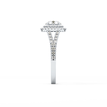 Round Double Halo & Split Shank Pave Lab Grown Diamond Engagement Ring