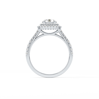 Round Double Halo & Split Shank Pave Lab Grown Diamond Engagement Ring
