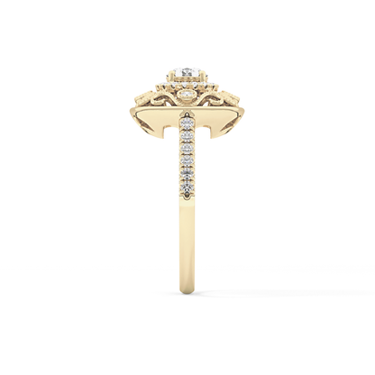 Round Halo Vintage Art Deco & Pave Lab Grown Diamond Engagement Ring