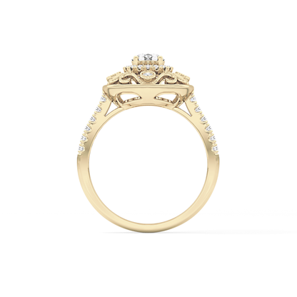 Round Halo Vintage Art Deco & Pave Lab Grown Diamond Engagement Ring