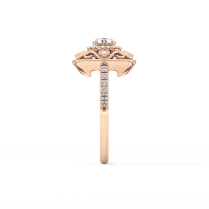 Round Halo Vintage Art Deco & Pave Lab Grown Diamond Engagement Ring