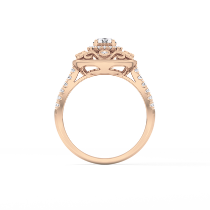 Round Halo Vintage Art Deco & Pave Lab Grown Diamond Engagement Ring