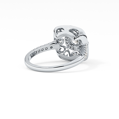 Round Halo Vintage Art Deco & Pave Lab Grown Diamond Engagement Ring