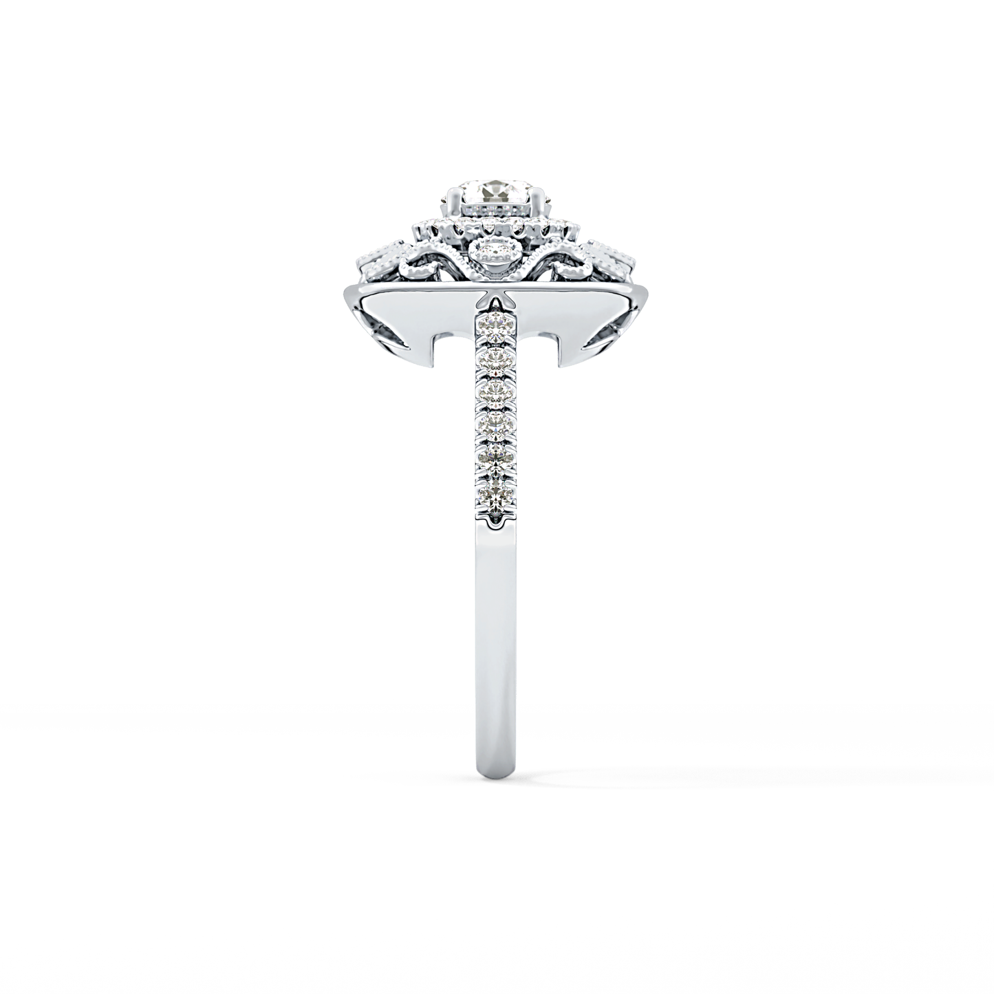Round Halo Vintage Art Deco & Pave Lab Grown Diamond Engagement Ring