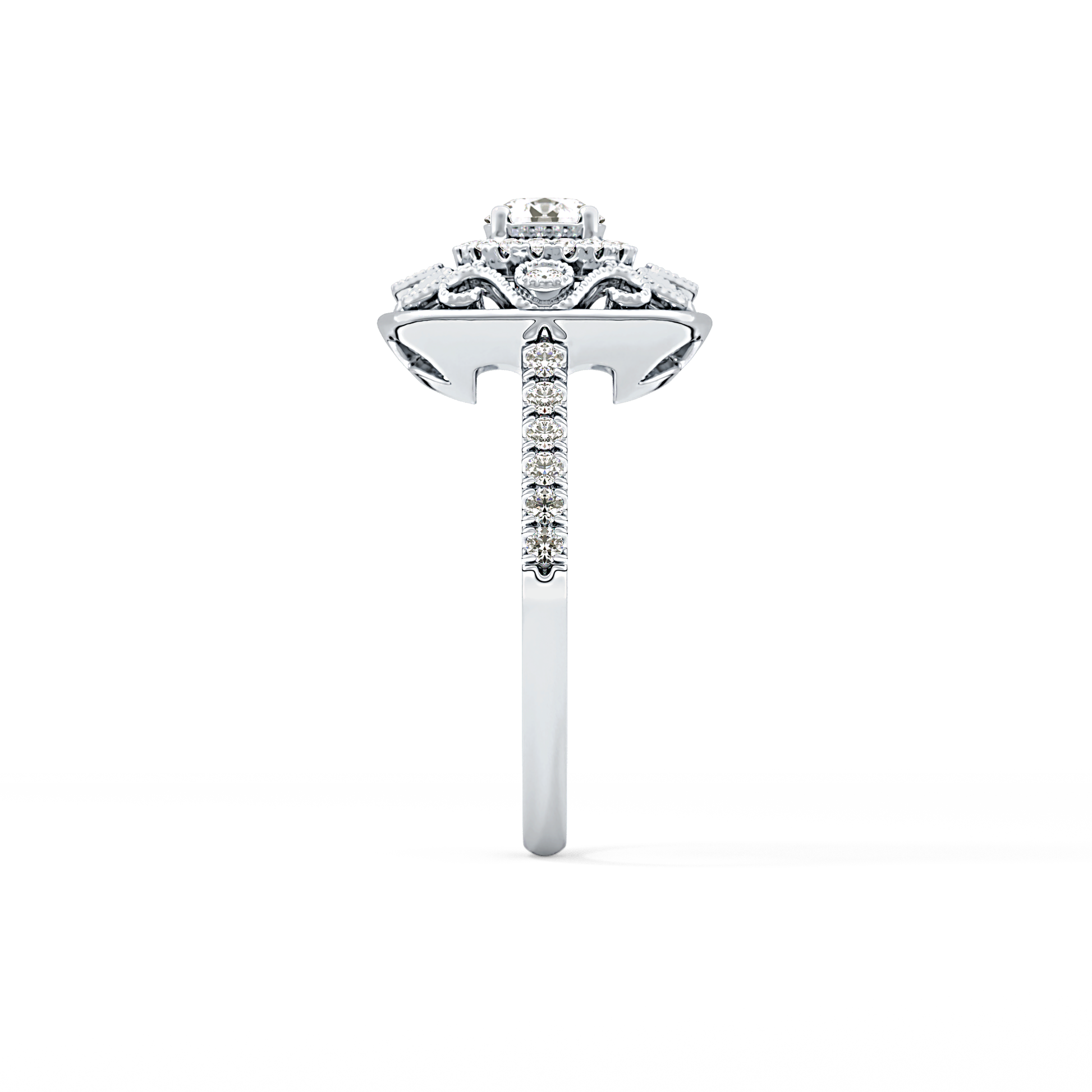 Round Halo Vintage Art Deco & Pave Lab Grown Diamond Engagement Ring