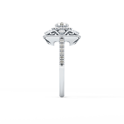 Round Halo Vintage Art Deco & Pave Lab Grown Diamond Engagement Ring