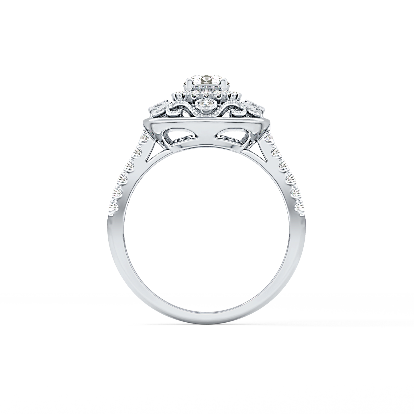 Round Halo Vintage Art Deco & Pave Lab Grown Diamond Engagement Ring