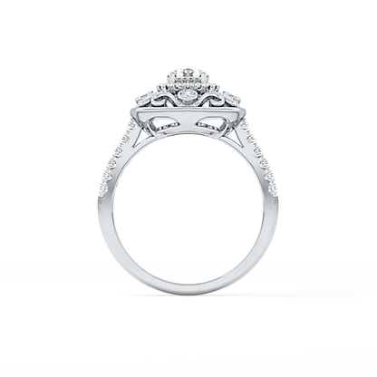 Round Halo Vintage Art Deco & Pave Lab Grown Diamond Engagement Ring