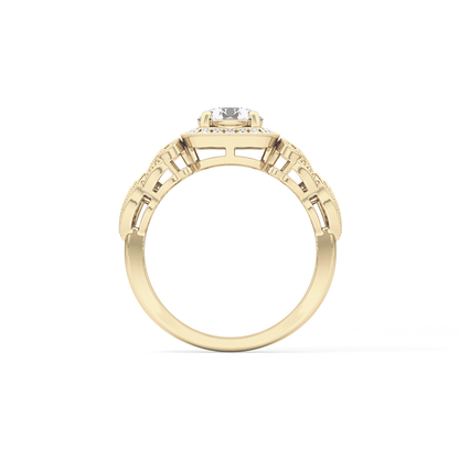 Round Halo Vintage Art Deco Lab Grown Diamond Engagement Ring