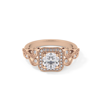 Round Halo Vintage Art Deco Lab Grown Diamond Engagement Ring