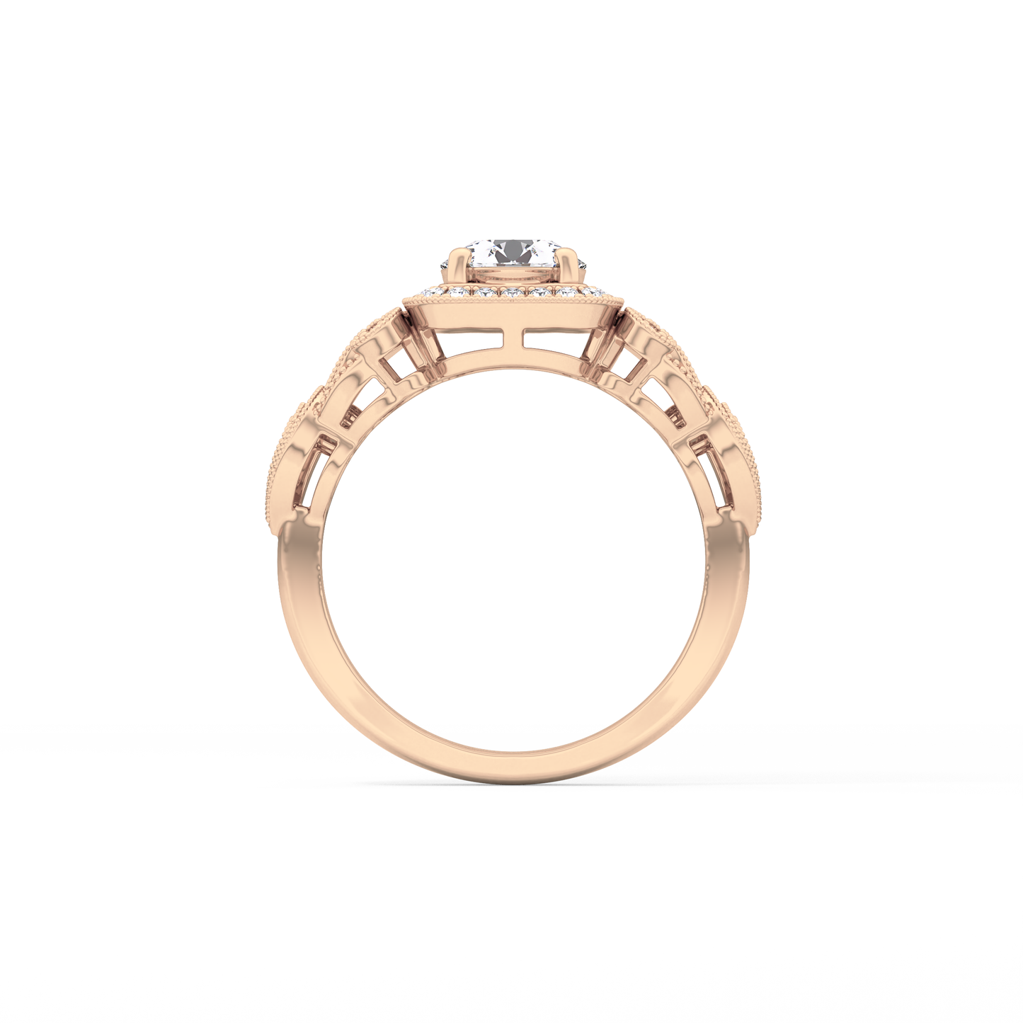 Round Halo Vintage Art Deco Lab Grown Diamond Engagement Ring