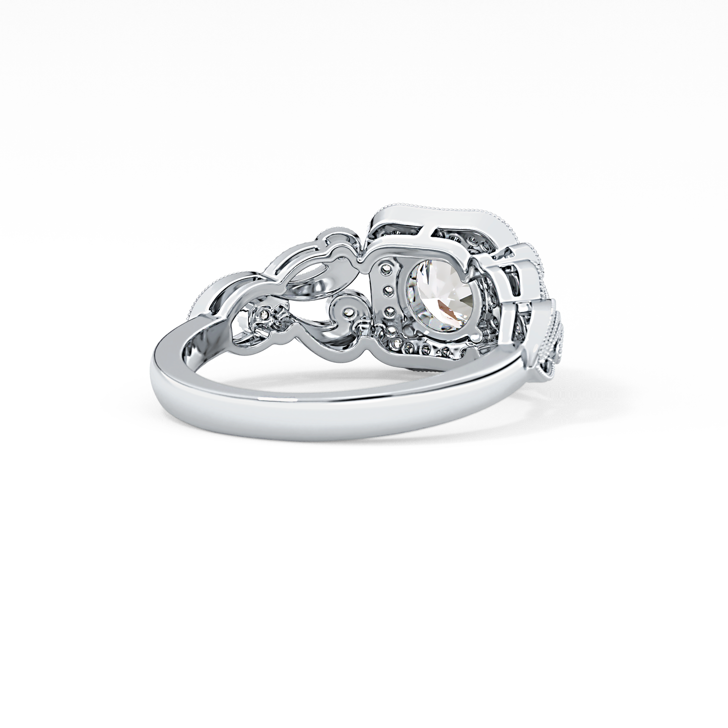 Round Halo Vintage Art Deco Lab Grown Diamond Engagement Ring
