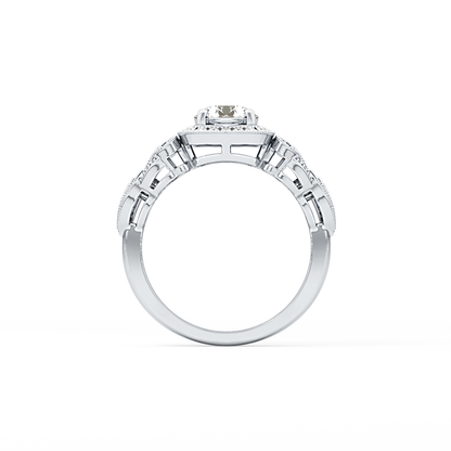 Round Halo Vintage Art Deco Lab Grown Diamond Engagement Ring