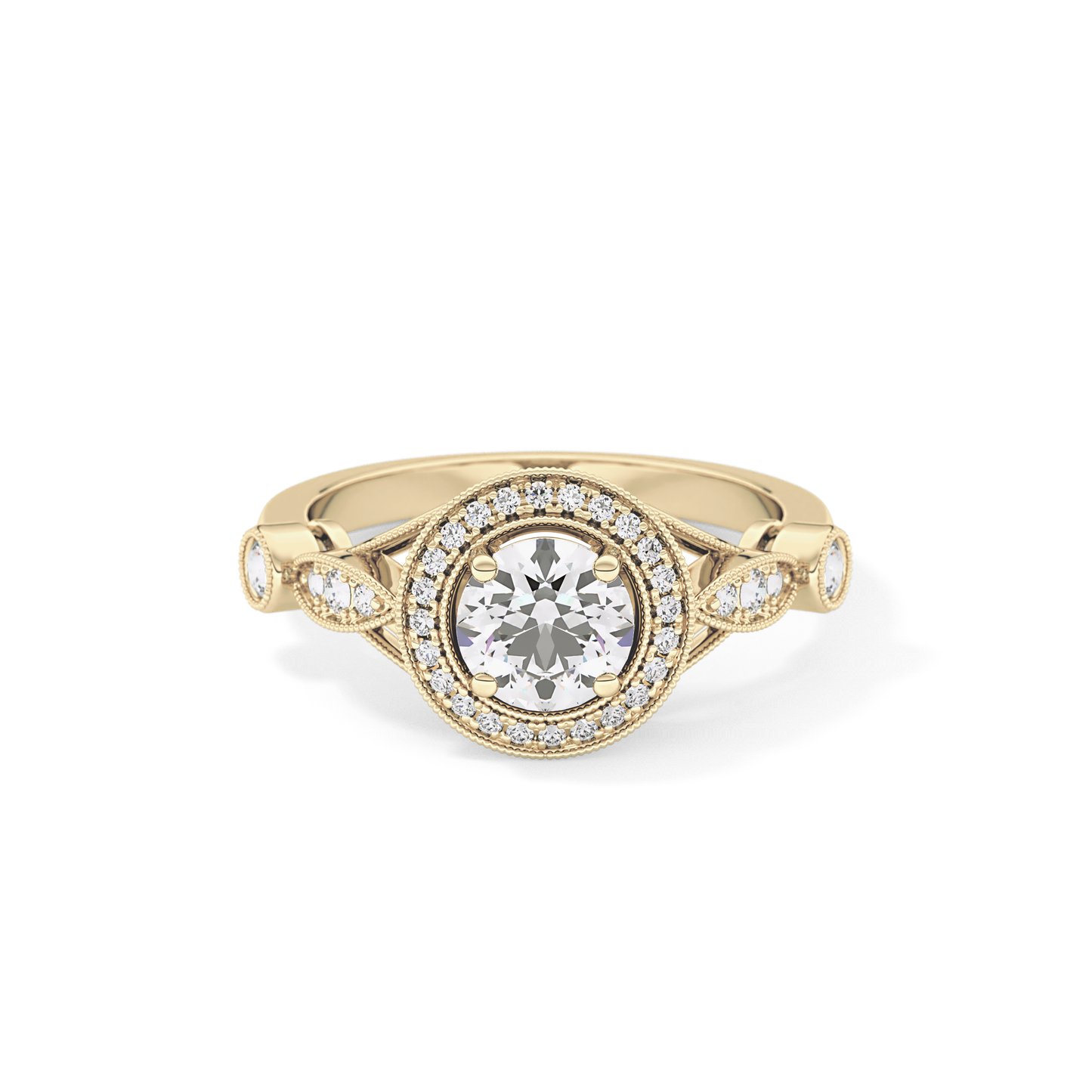 Round Halo & Pave Lab Grown Diamond Engagement Ring
