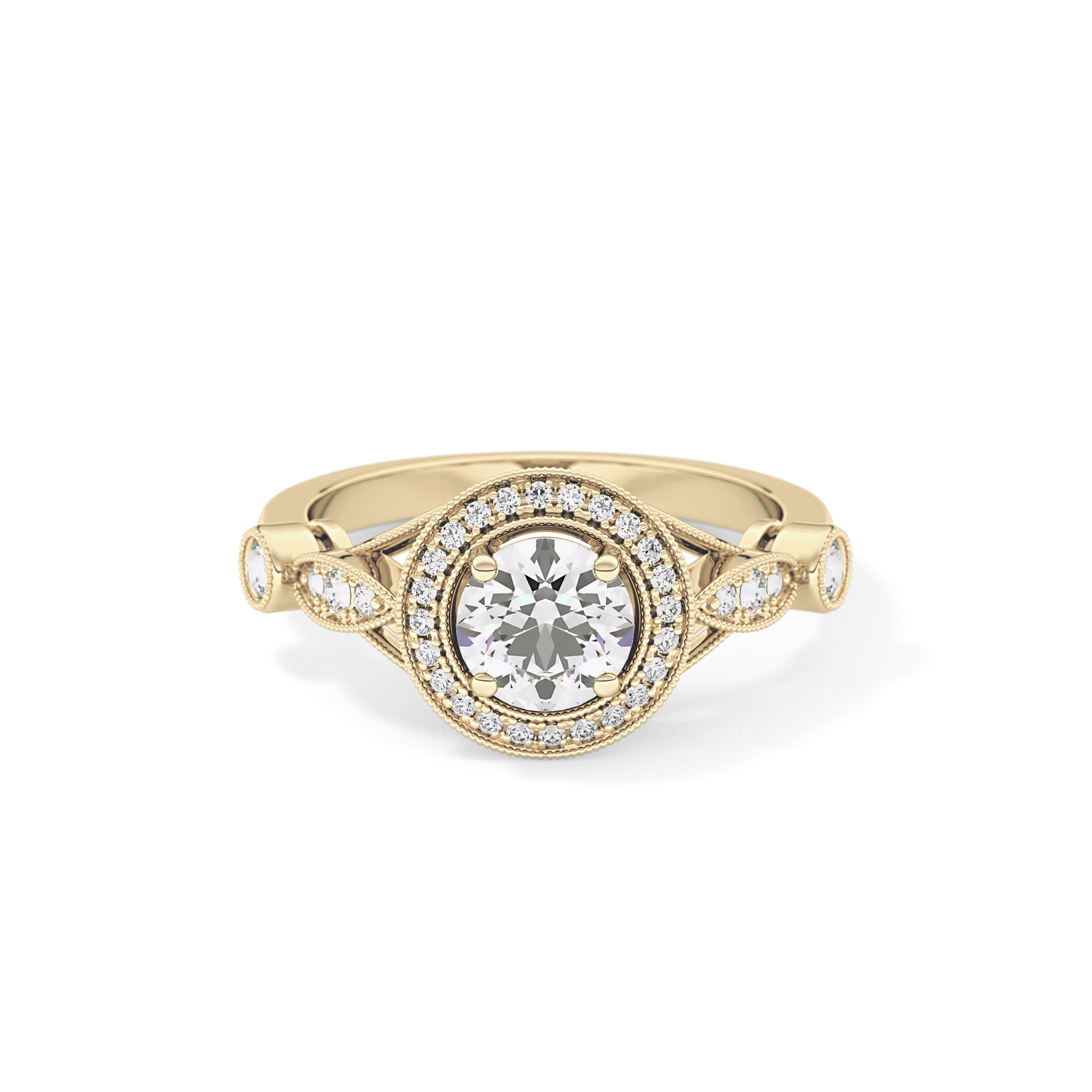Round Halo & Pave Lab Grown Diamond Engagement Ring