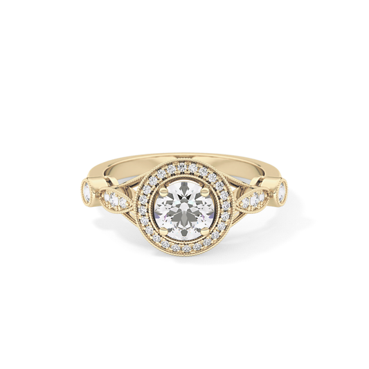 Round Halo & Pave Lab Grown Diamond Engagement Ring
