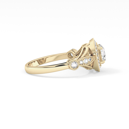 Round Halo & Pave Lab Grown Diamond Engagement Ring