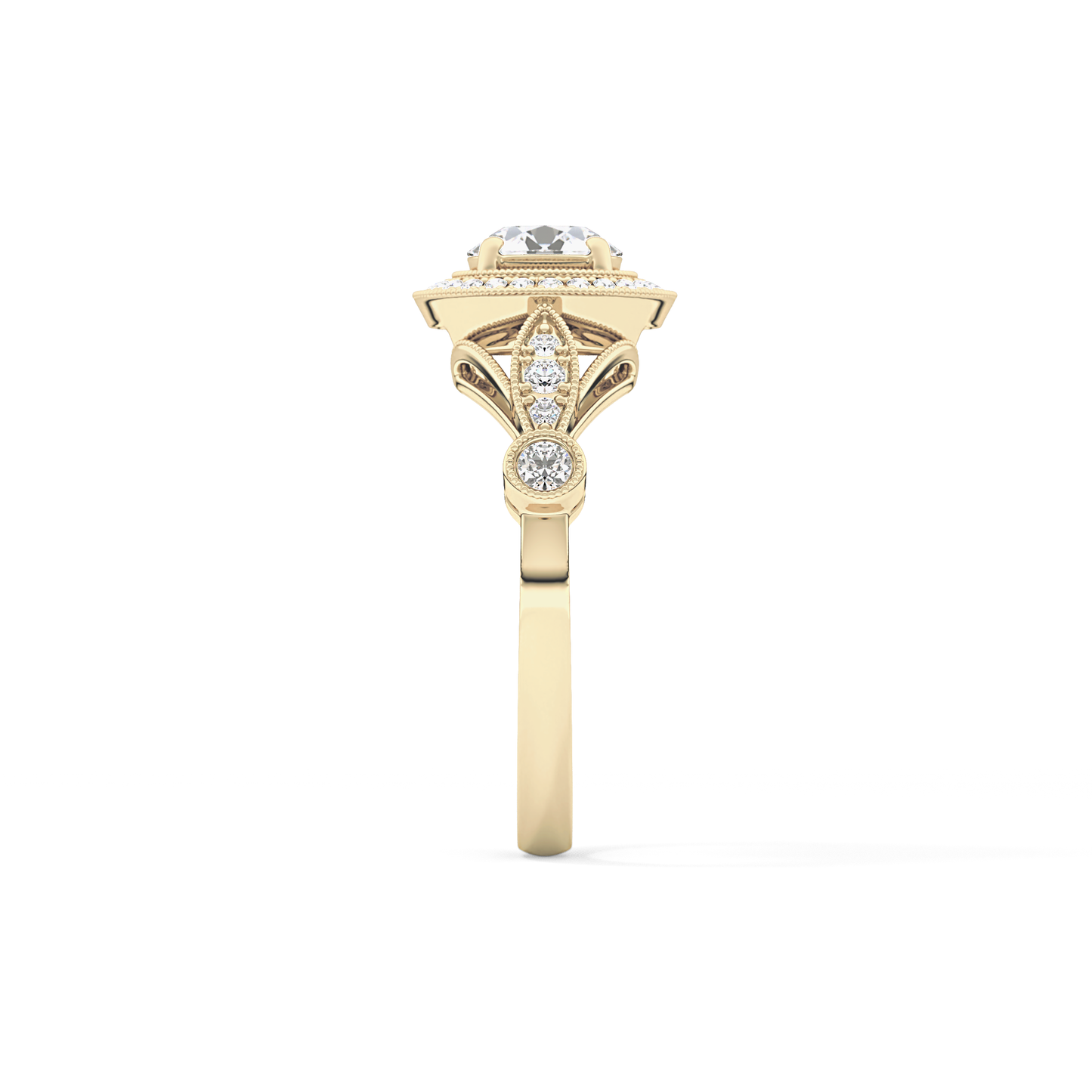 Round Halo & Pave Lab Grown Diamond Engagement Ring
