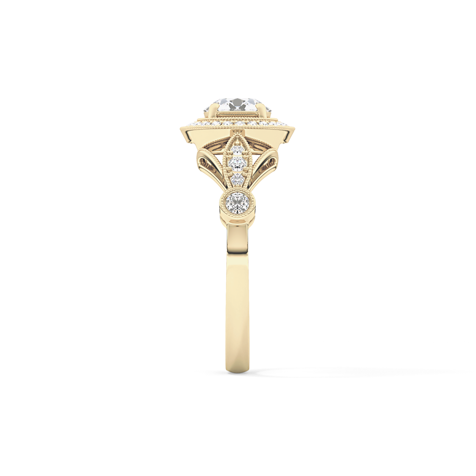Round Halo & Pave Lab Grown Diamond Engagement Ring