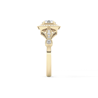 Round Halo & Pave Lab Grown Diamond Engagement Ring