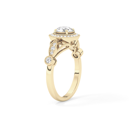Round Halo & Pave Lab Grown Diamond Engagement Ring