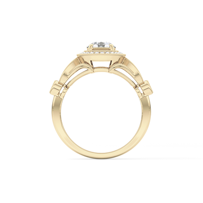 Round Halo & Pave Lab Grown Diamond Engagement Ring